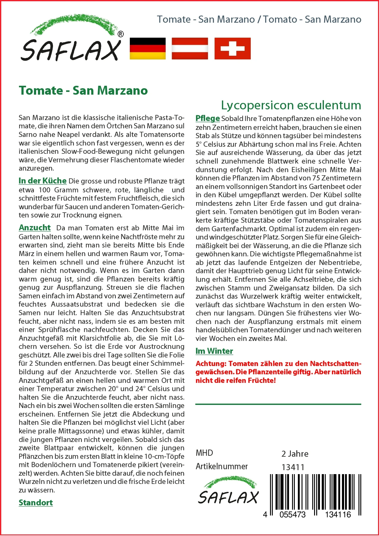 Tomate San Marzano | San Marzano Tomatensamen Von Saflax – Bild 2