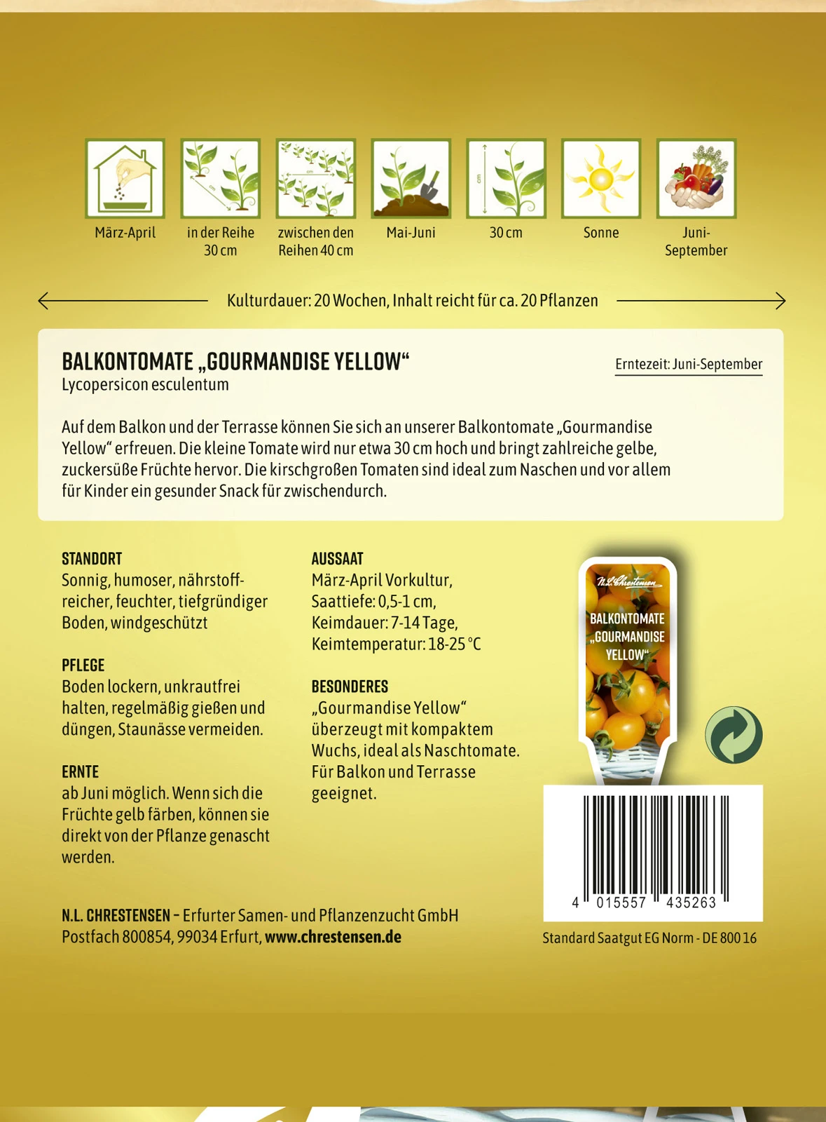 Balkontomate Gourmandise Yellow | Kirschtomatensamen Von N.L. Chrestensen – Bild 2