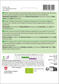 Filetbohne Odessa | BIO Bohnensamen Von Sativa Rheinau