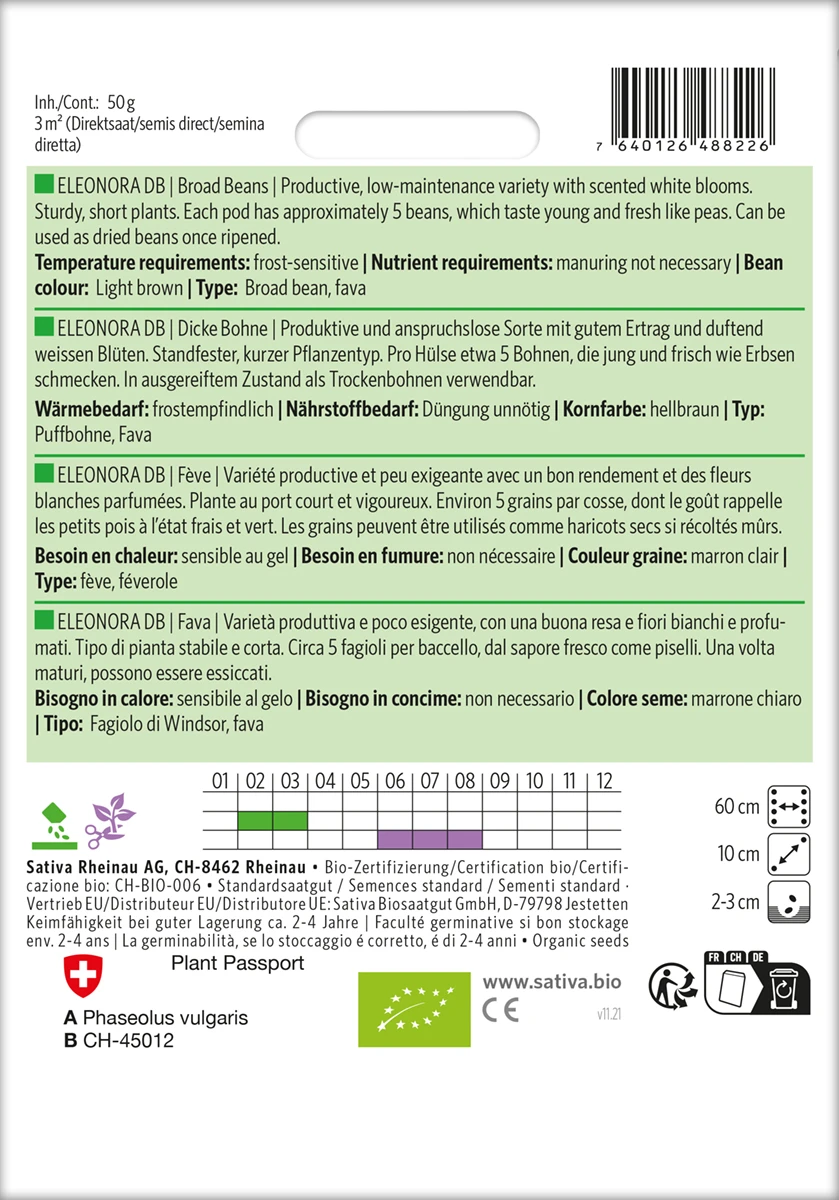 Dicke Bohne Eleonora DB | BIO Bohnensamen Von Sativa Rheinau – Bild 2